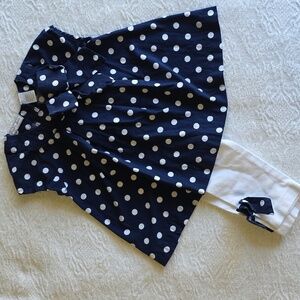 First Impressions Navy and White Polka Dot Bow-Front Top with Leggings 6-9 Month